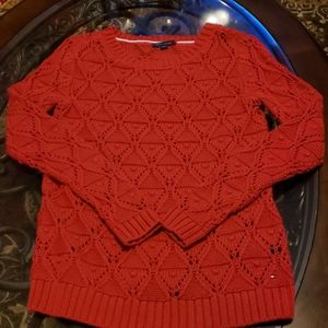 Tommy hilfiger red open weave sweater